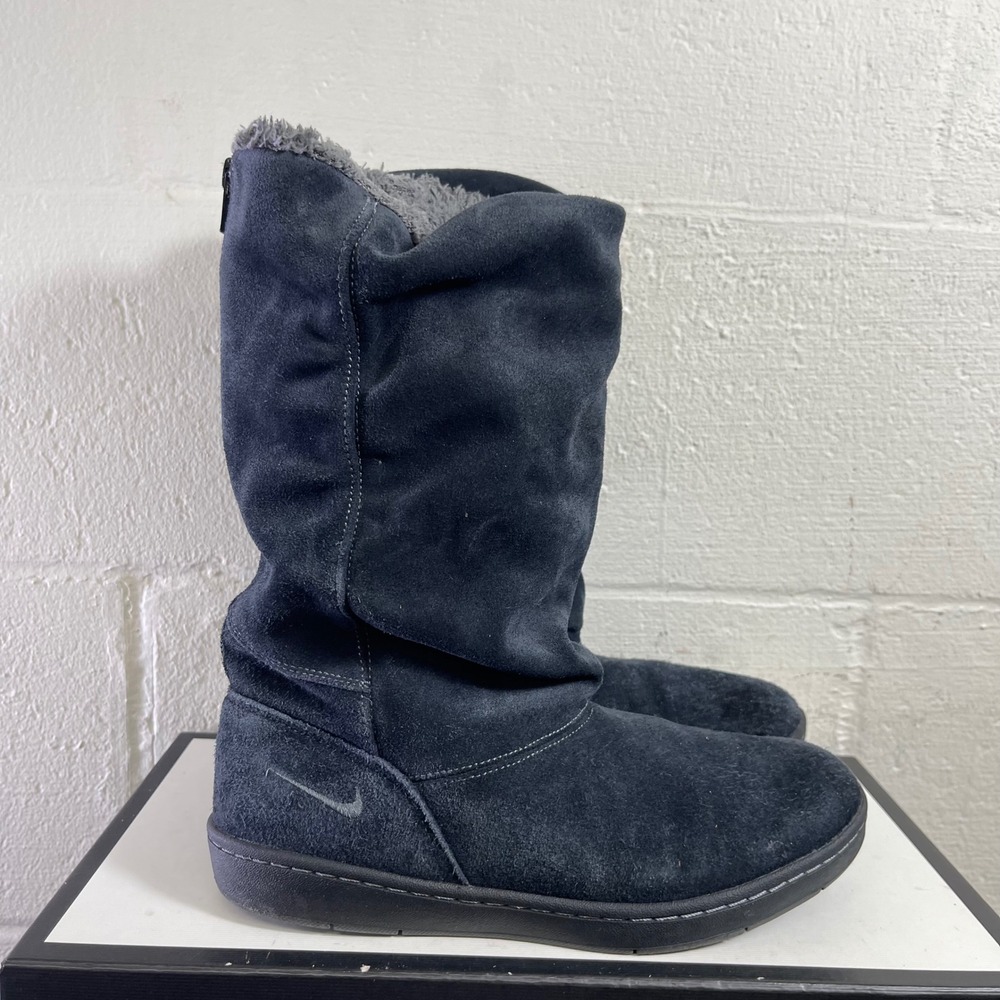 Nike Women's Boot Sneaker Hoodie 366449-009 Black Suede Chelsea Tall Size 8 US